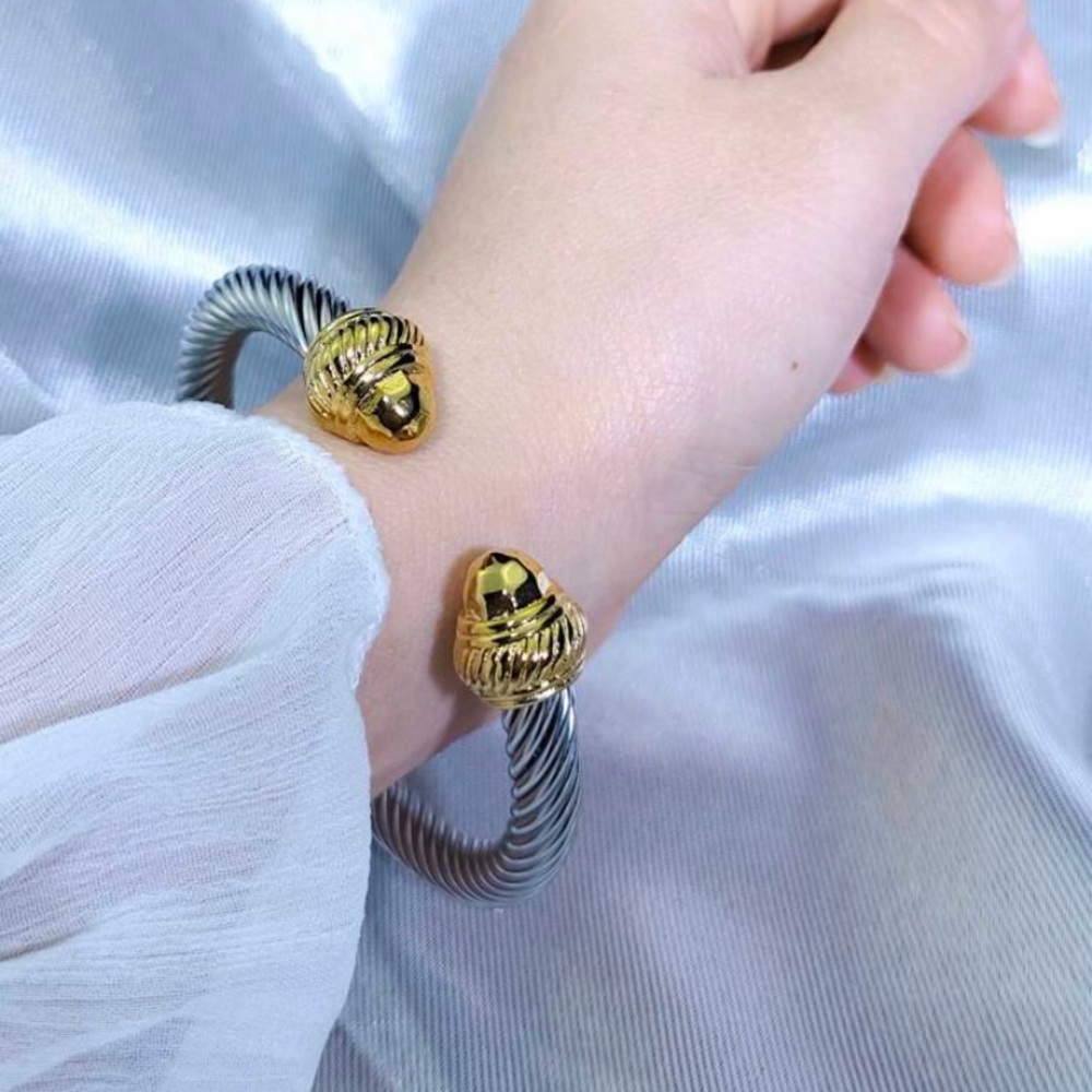 Gold and Silver Twisted Cable Bracelet